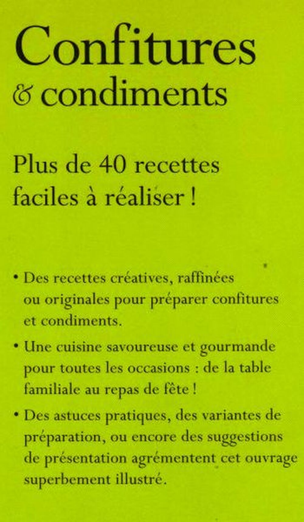 CONFITURES ET CONDIMENTS / prixportcompris Livres et BD
