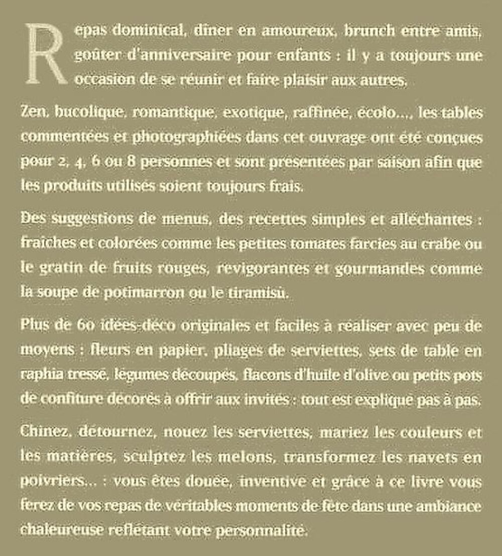 DECORATION - d&eacute;cors de table /prixportcompris Livres et BD