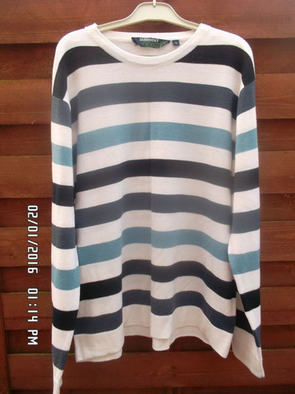 PULL BLANC-BLEU CIEL*JUSTE 2E*KIKI60230 Vêtements