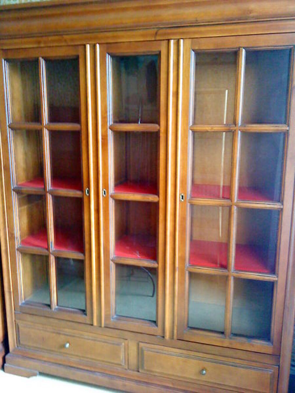 Biblioth&egrave;que 3 Portes-2 Tiroirs en Merisier massif Meubles