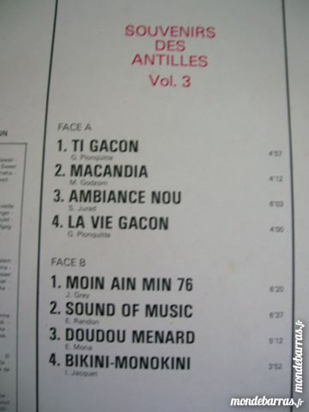 33 TOURS SOUVENIRS DES ANTILLES Vol. 3 CD et vinyles