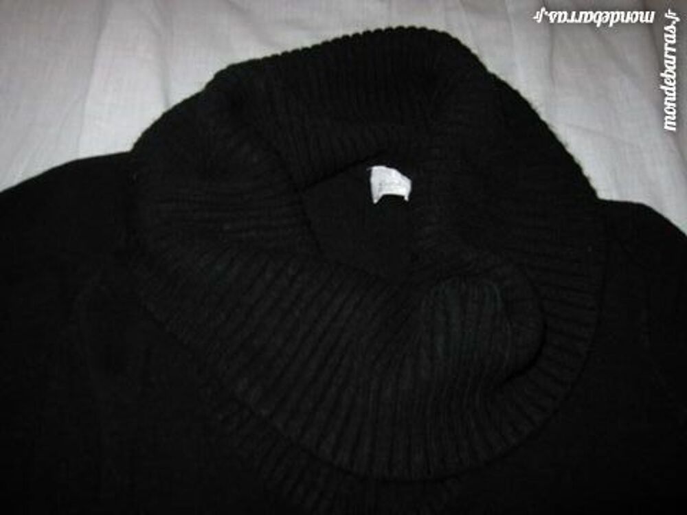 Pull Cama&iuml;eu col roul&eacute; sans manche Noir Vêtements