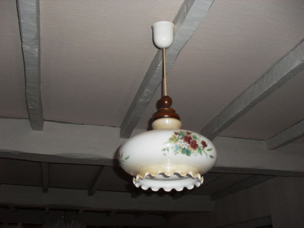 lustre avec abat jour porcelaine imprimee Décoration