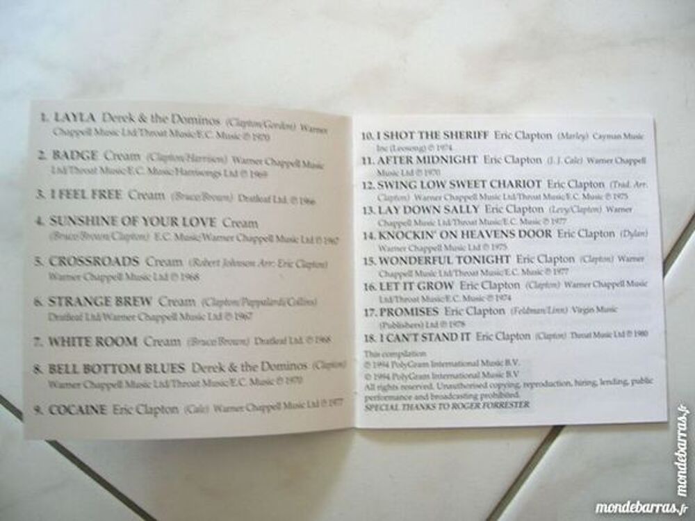 CD ERIC CLAPTON The Cream of Clapton Compilations CD et vinyles