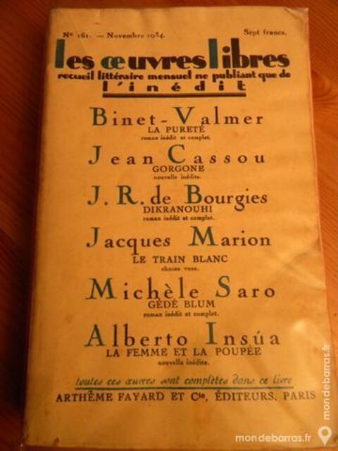 Les oeuvres Libres n161 -  Novembre 1934 10 Villeurbanne (69)