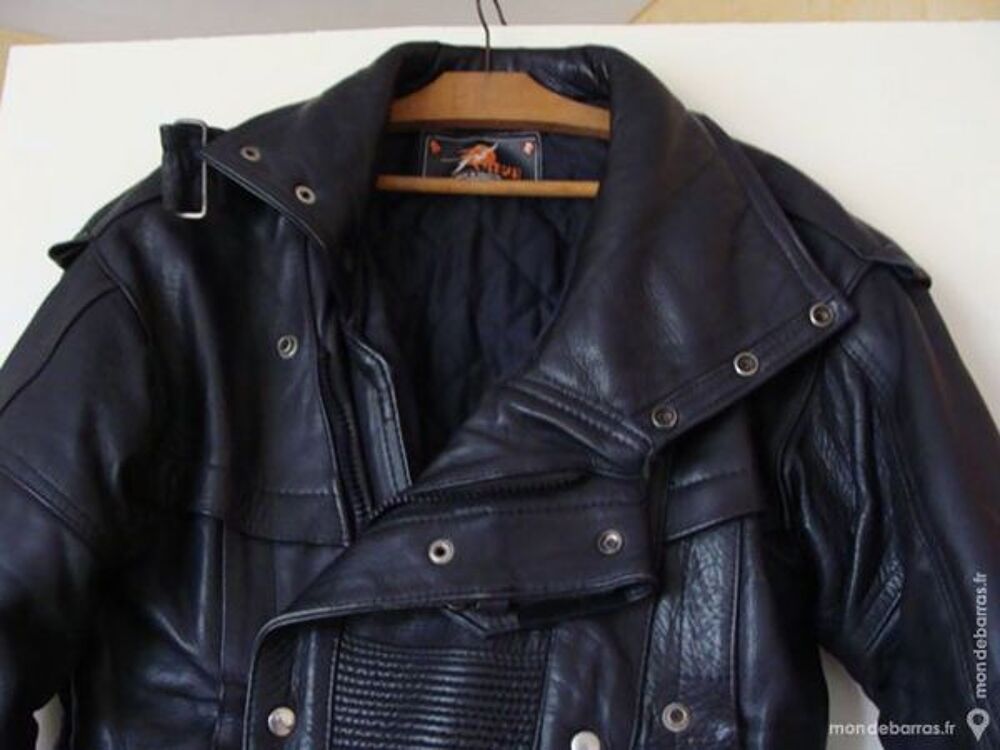 blouson de cuir noir Vtements