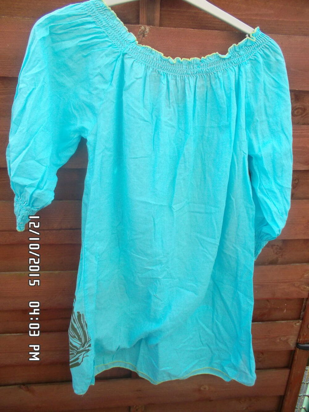 TUNIQUE BLEU TURQUOISE T.40*JUSTE 3E*KIKI60230 Vêtements