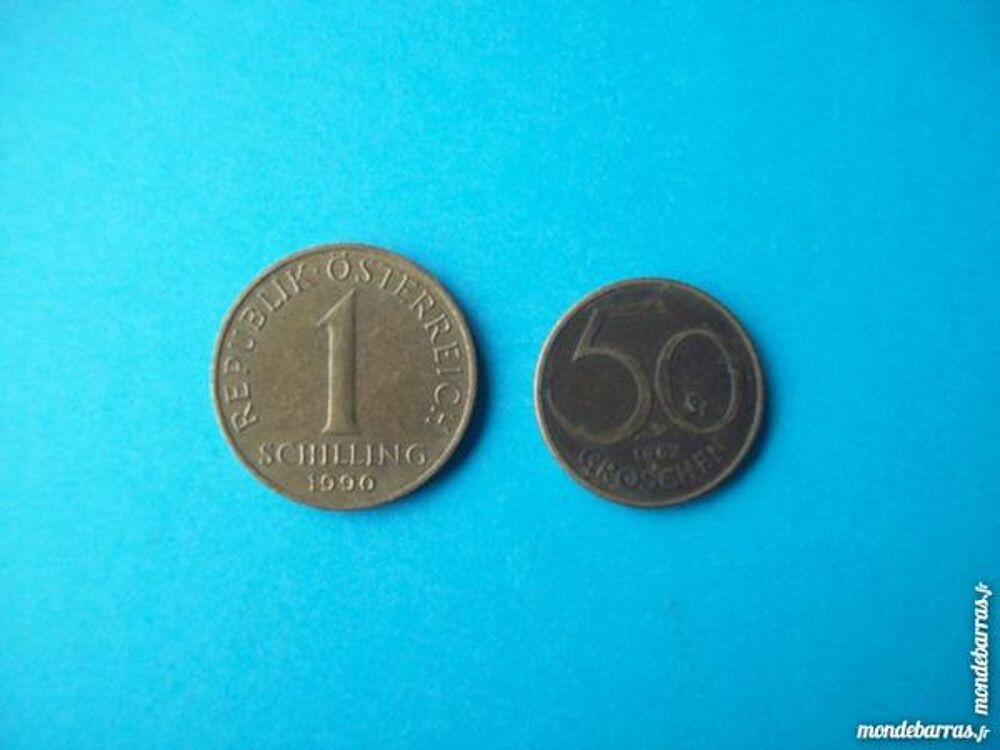 2 PI&Egrave;CES AUTRICHE 1 SCHILLING 1990 + 50 GROSCHEN 1 