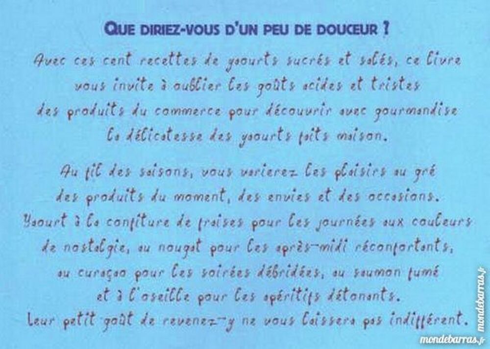 YAOURTS - RECETTES DE CUISINE Livres et BD