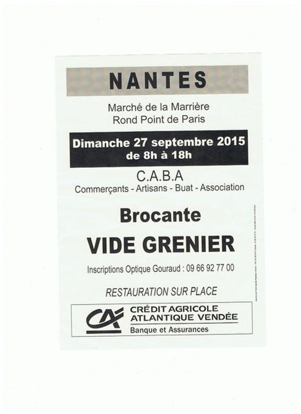 Vide Grenier Rd Pt de Paris Dimanche 27 Septembre 
