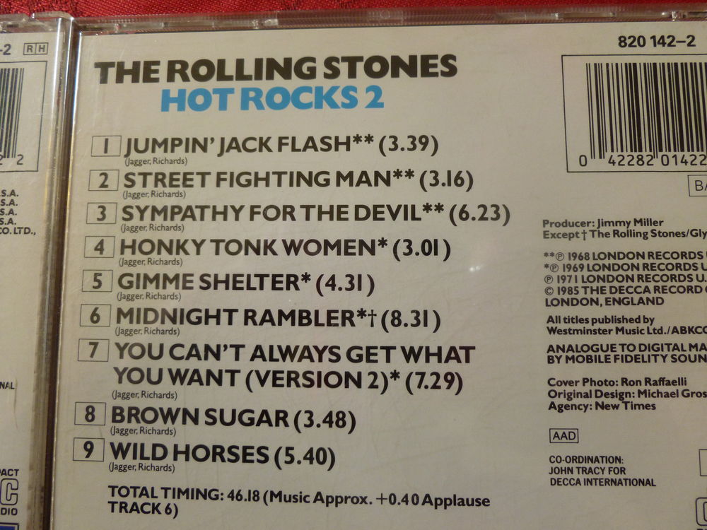 THE ROLLING STONES HOT ROCKS 1 et 2 CD et vinyles