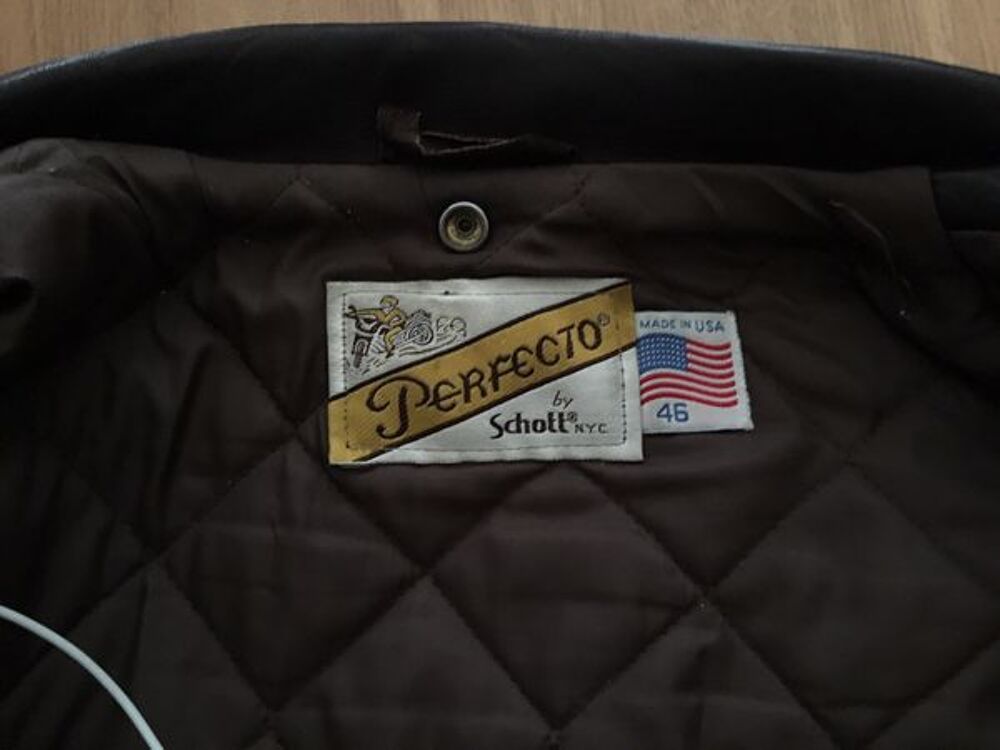 Perfecto Schott ann&eacute;es 90 marron fonc&eacute; Made in USA Vêtements