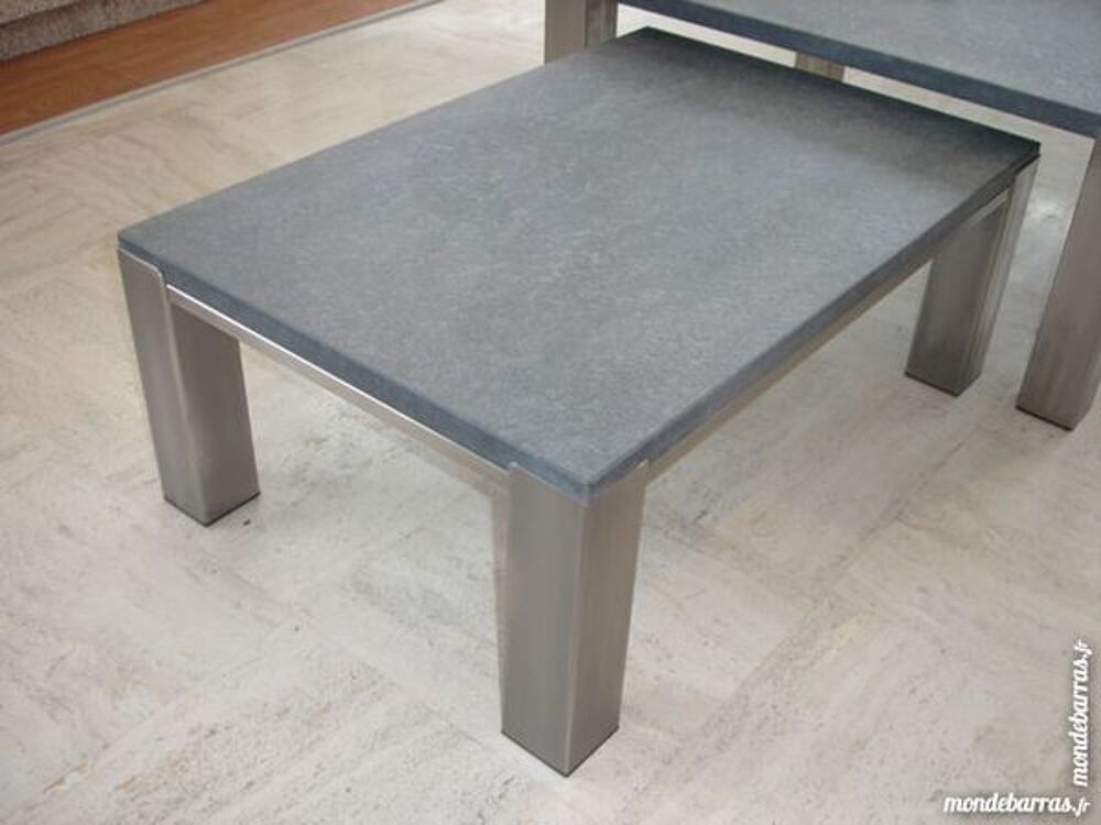 Table basse en granit et inox Meubles