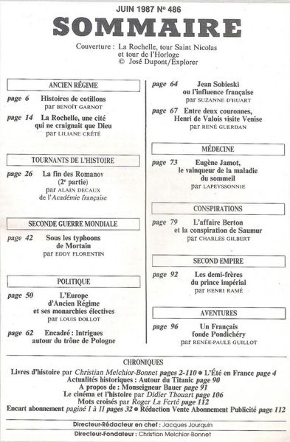 Revue magazine Historia n&deg; 486 (Juin 1987) Livres et BD