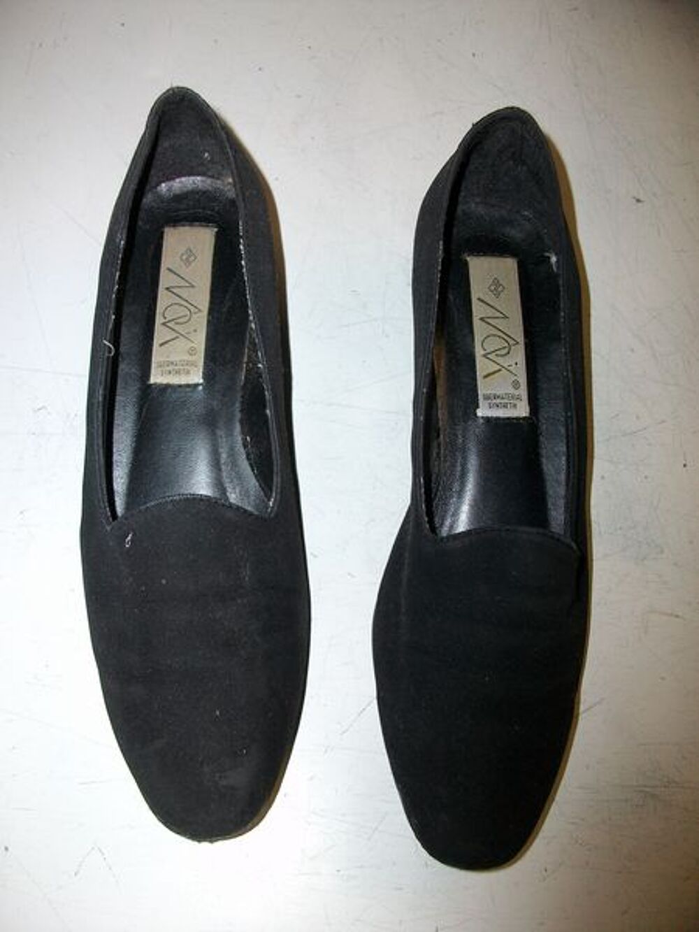 Mocassins daim Noir petit talon pointure 38 &agrave; 2  Chaussures