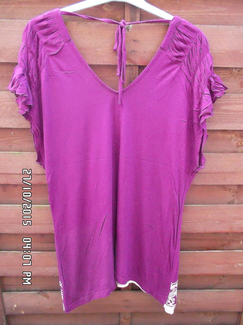 HAUT VIOLET ET BLANC*JUSTE 3E*KIKI60230 Vêtements