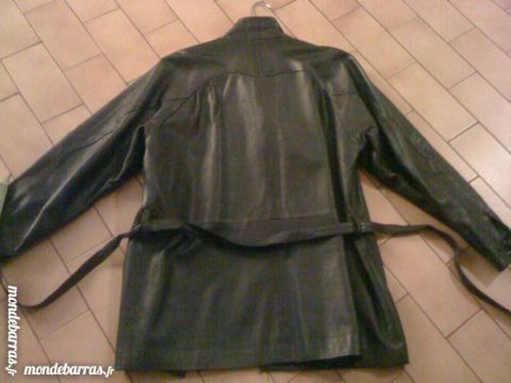 VESTE CUIR BLEU MARINE Vêtements