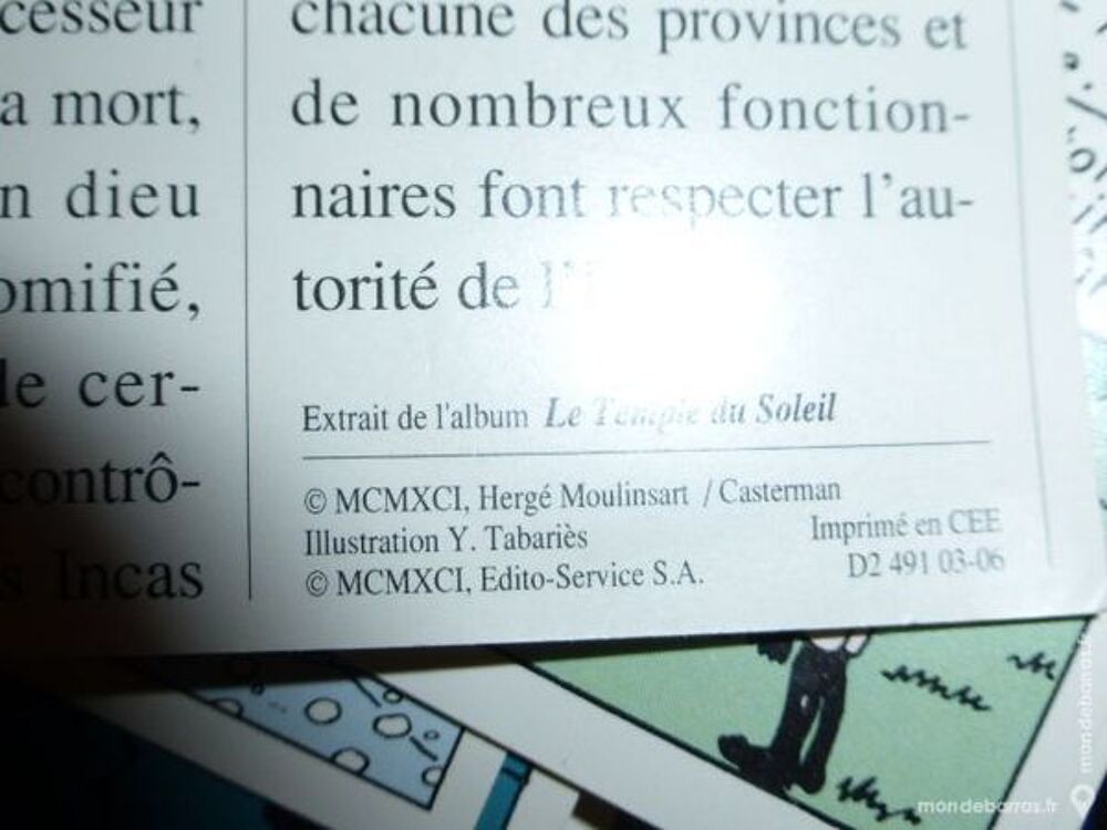 47 fiches cartonn&eacute;es pour enfants illustr&eacute; TINTIN 
