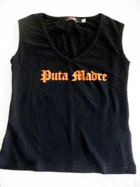 t shirt sans manche noire  marque putamadre  T s 3 Viriat (01)