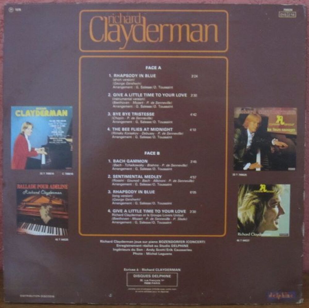 Richard Clayderman - "medley concerto" vinyle 33 T CD et vinyles