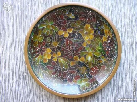 ASSIETTE, EMAUX CLOISONNES, Ton marron, 10,6 cm 15 Lons-le-Saunier (39)