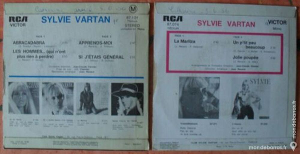 2 vinyls 45 tours de Sylvie VARTAN. CD et vinyles