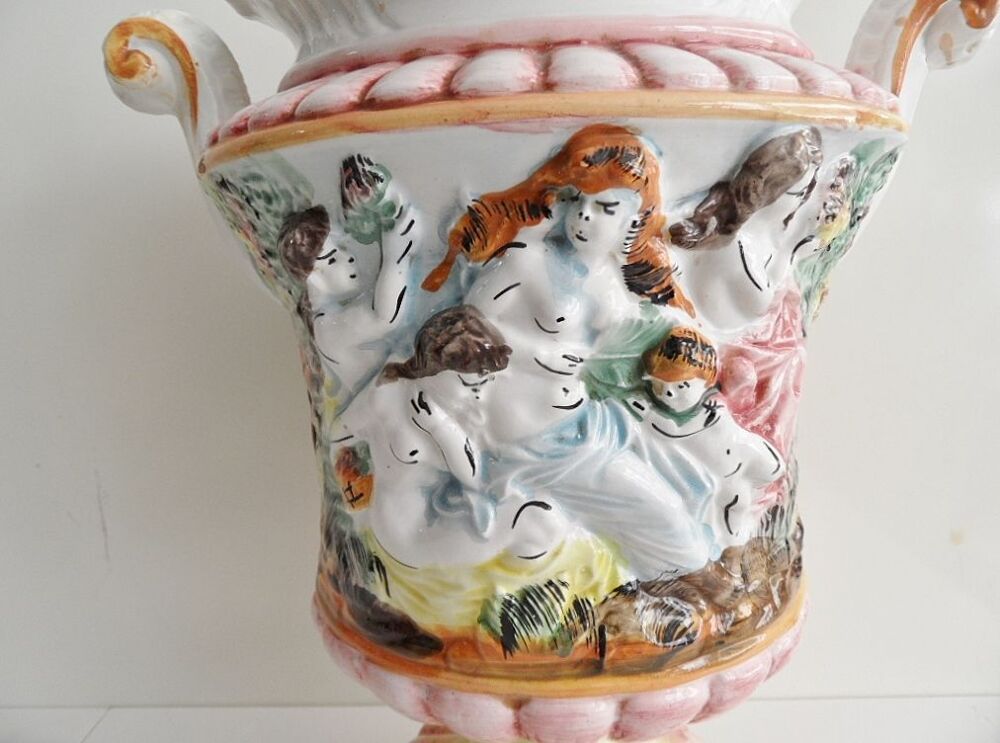 GROS VASE RETRO VINTAGE CAPODIMONTE ITALY ROCOCO tbe Décoration