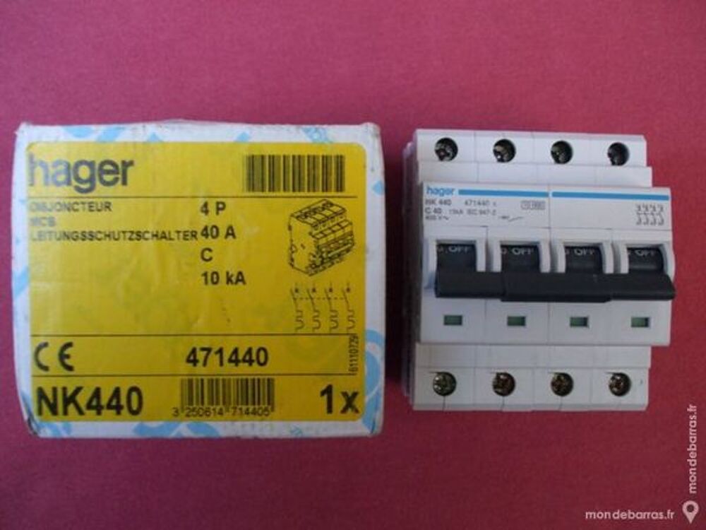 R&eacute;f NK440 OU NKN440 DISJONCTEUR HAGER 4P 40A C 4M Bricolage