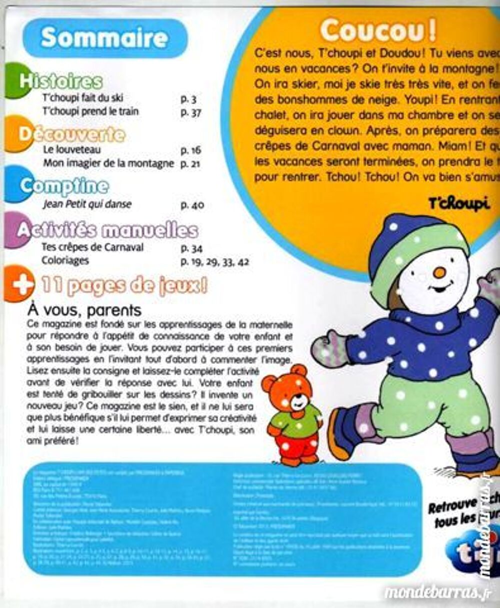 T'CHOUPI MAGAZINE - au ski / prixportcompris Livres et BD