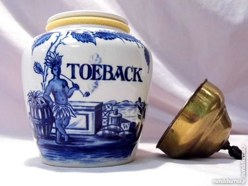 Pot &agrave; tabac faiencerie DELFTS BLAUW indien HOLLAND Décoration
