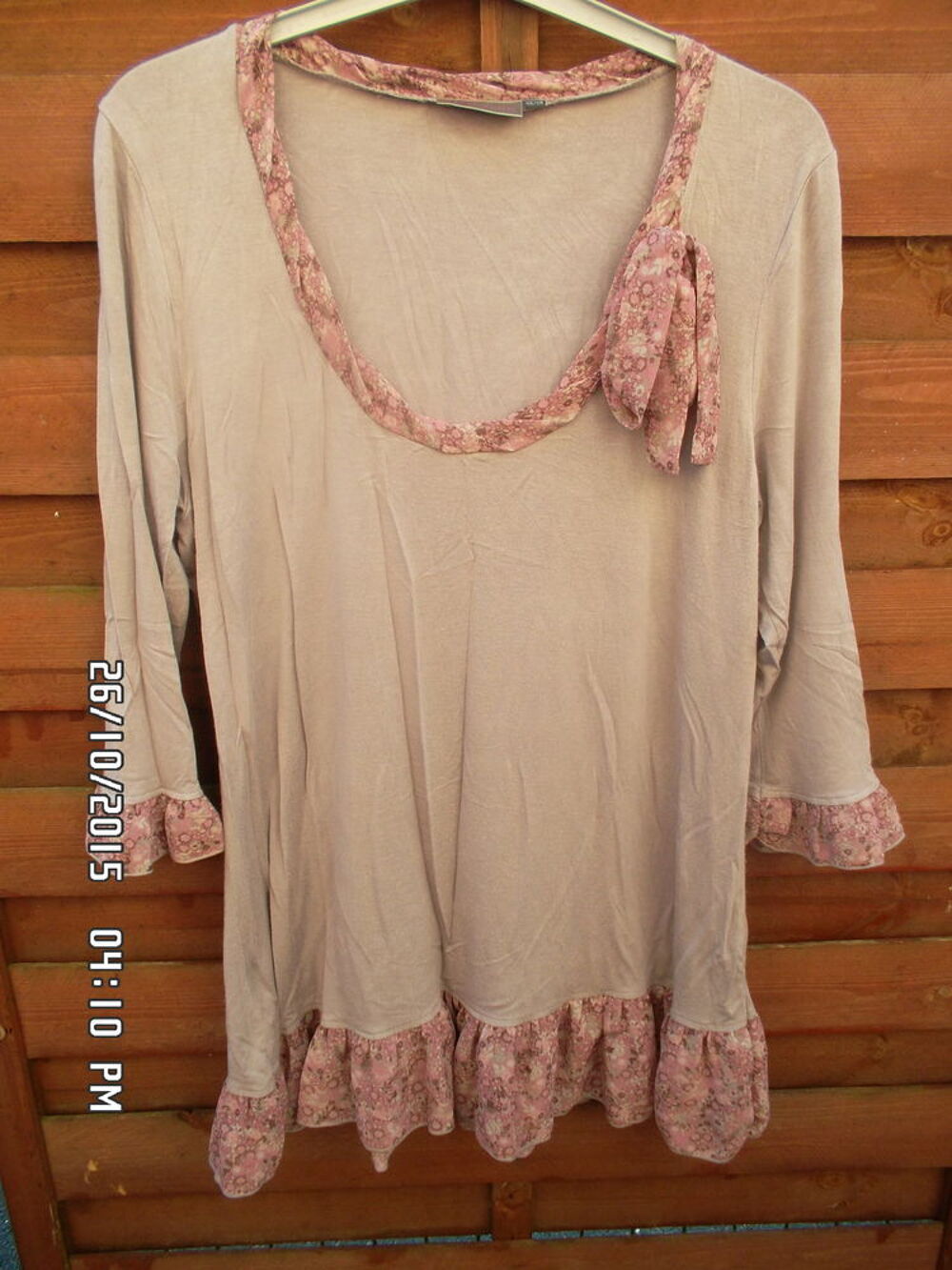 HAUT MARRON CLAIR ET ROSE KIABI*JUSTE 2E*KIKI60230 Vêtements