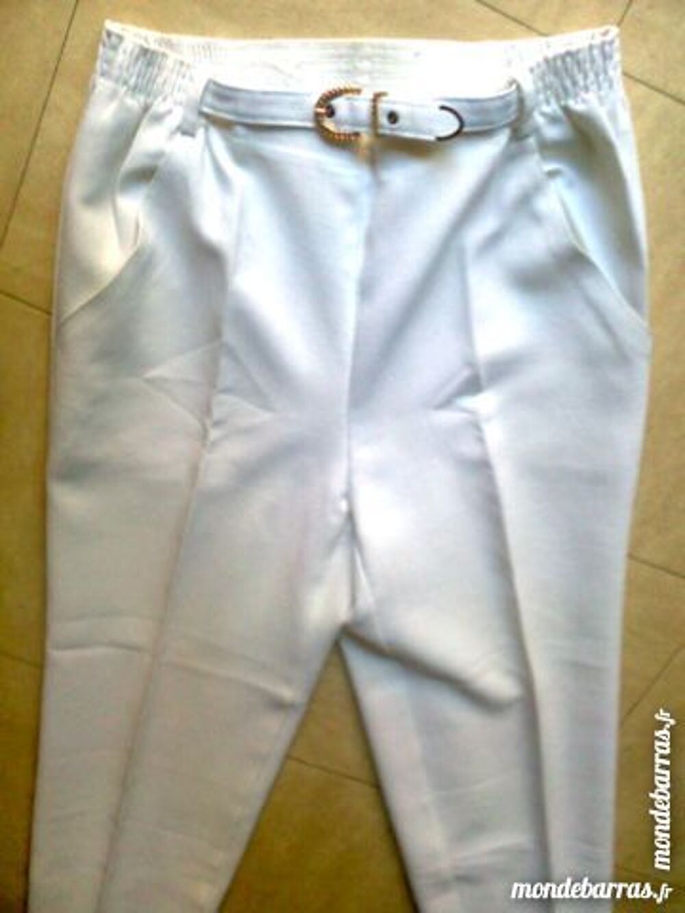 PANTALON BLANC - d&eacute;bardeur noir - 38 - zoe Vêtements