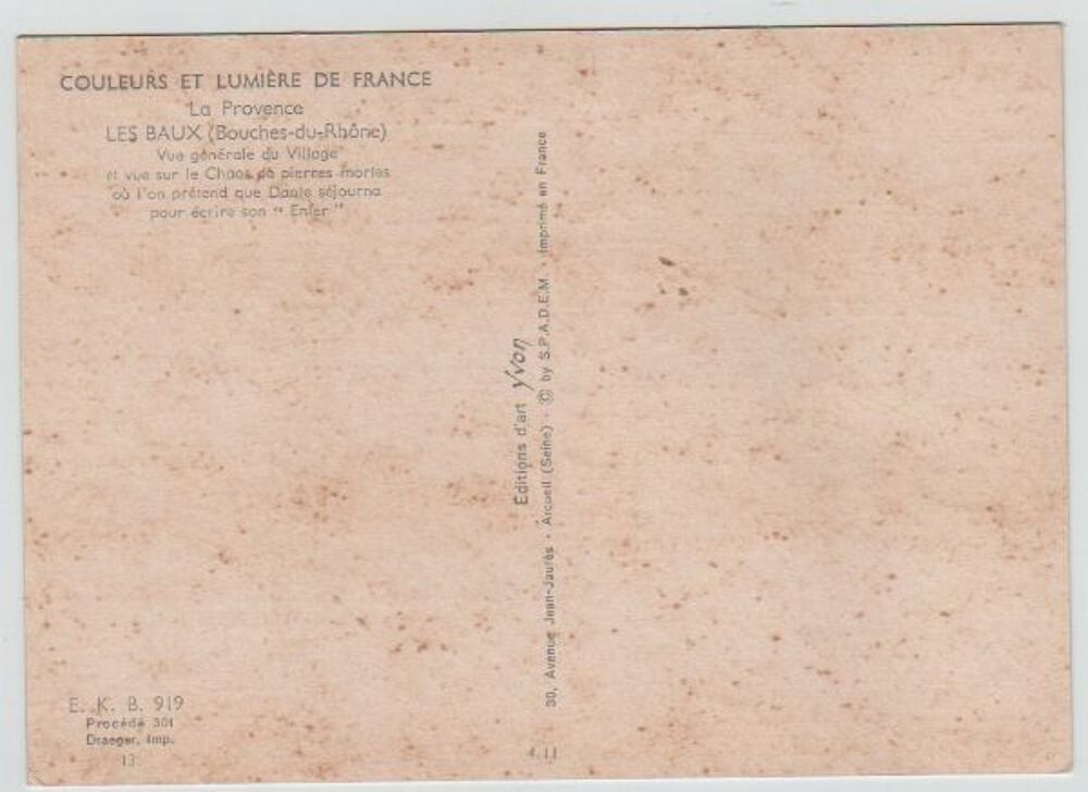 Carte Postale Ancienne Les Beaux de Provence (B du R) 
