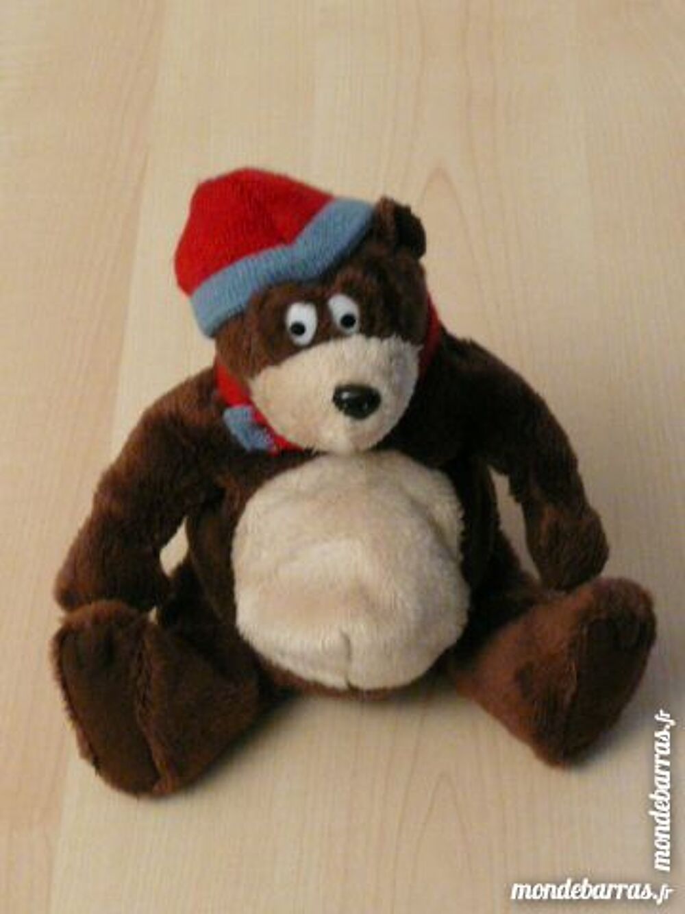 PELUCHE OURS MARRON AVEC BONNET ROUGE Jeux / jouets