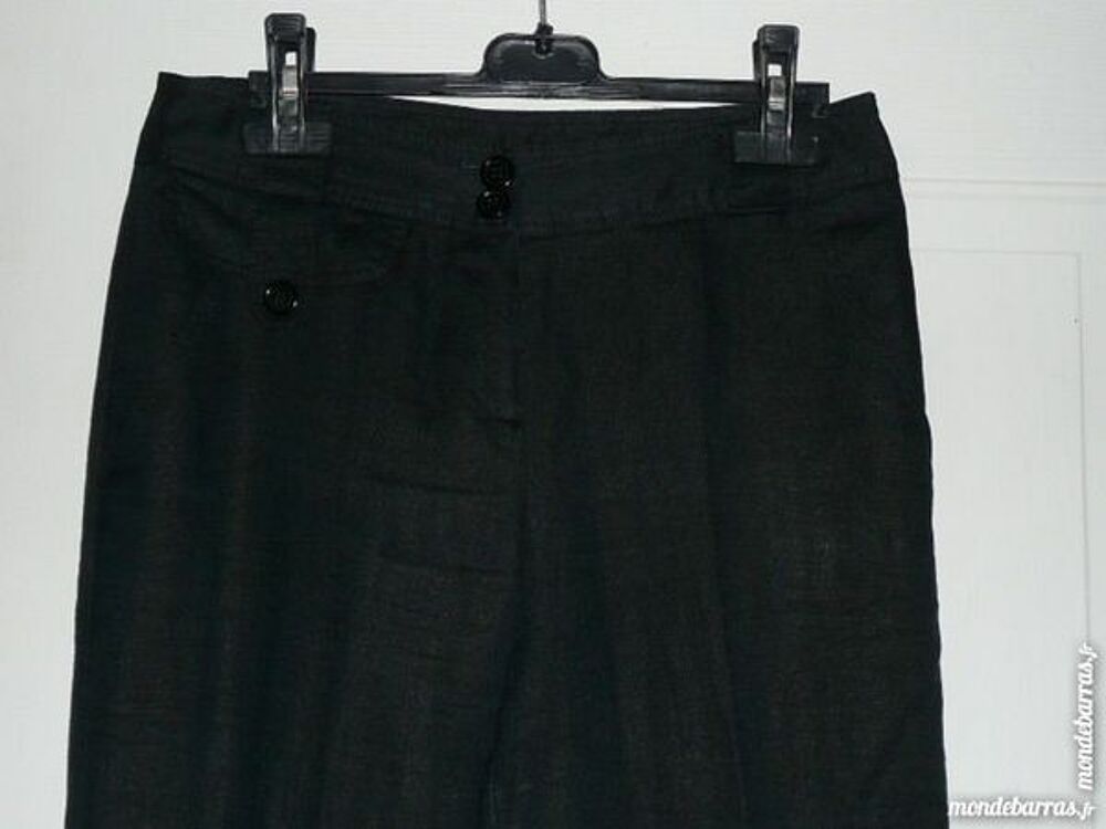 PANTALON NOIR EN LIN JOFRATI T38 Vêtements