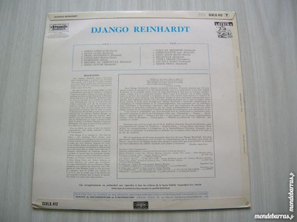 33 TOURS DJANGO REINHARDT - ORIGINAL BIEM CD et vinyles