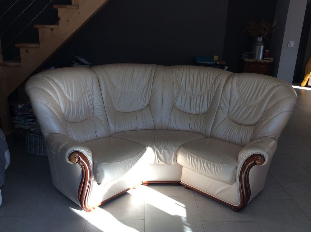 Canap&eacute; cuir d'angle fixe 5places Meubles