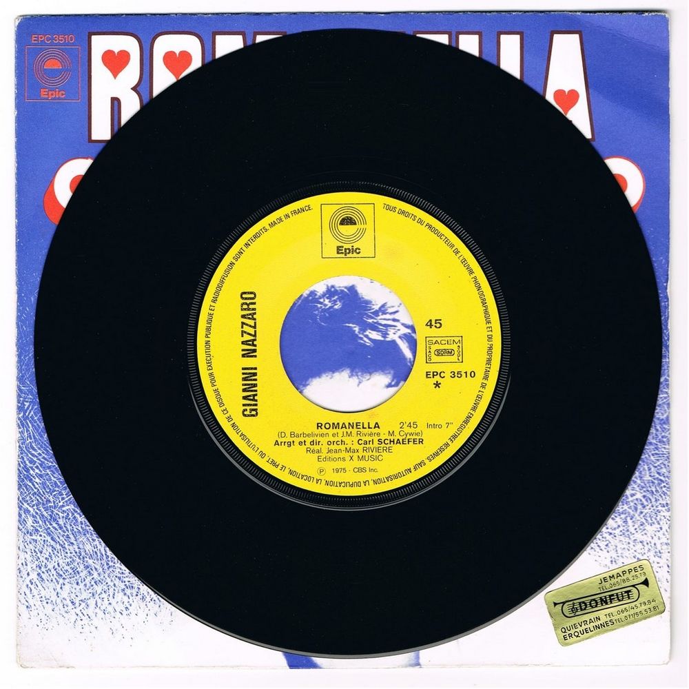 GIANNI NAZZARO - 45t - ROMANELLA - France SACEM 1975 CD et vinyles