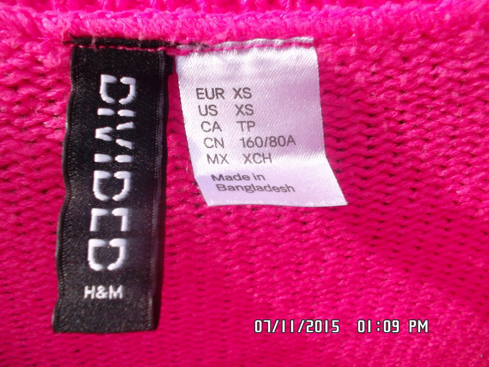 PULL ROSE T.XS*JUSTE 3E*KIKI60230 Vêtements