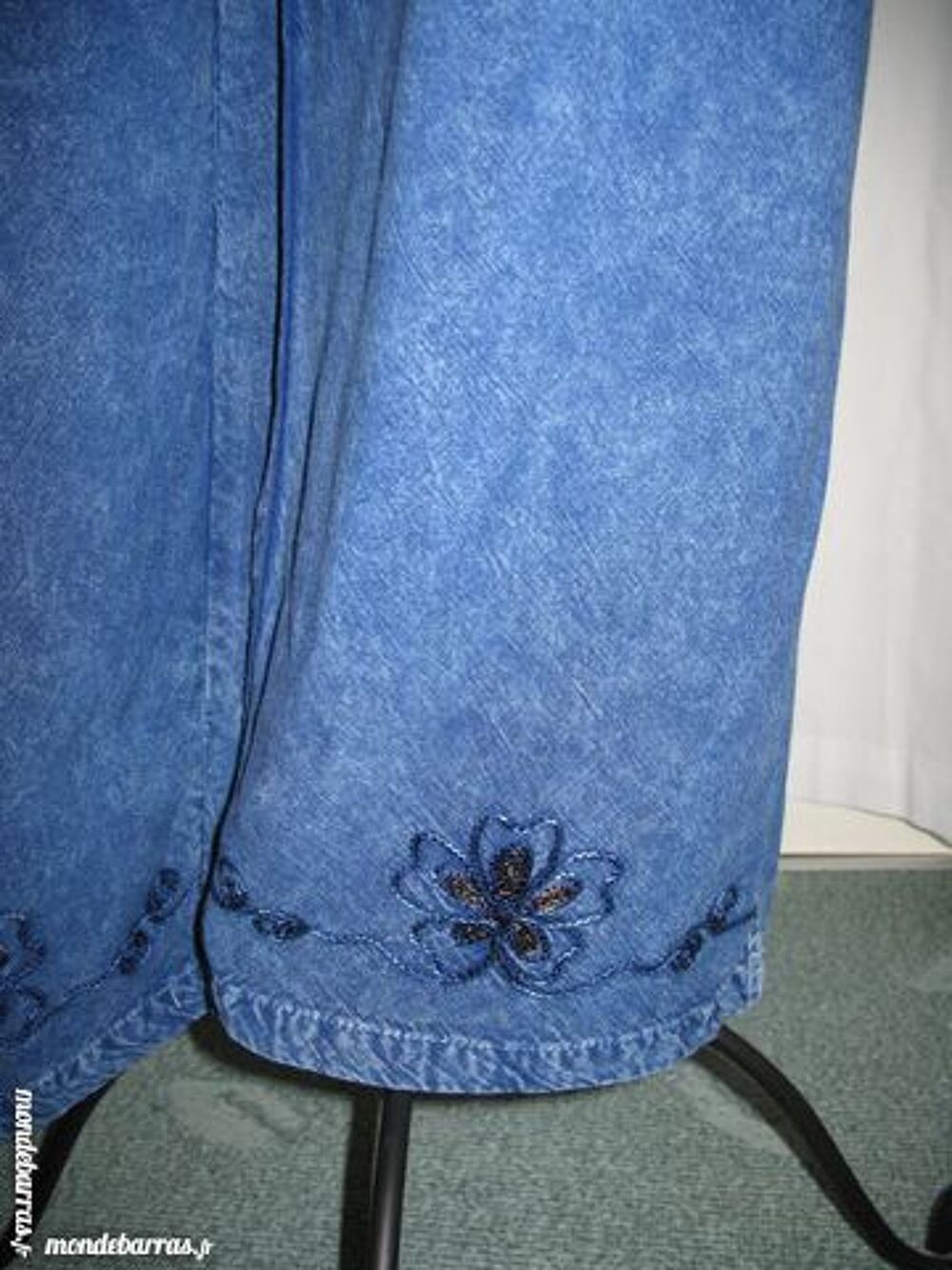Pantalon taille &eacute;lastique en coton brod&eacute; - T42 Vtements