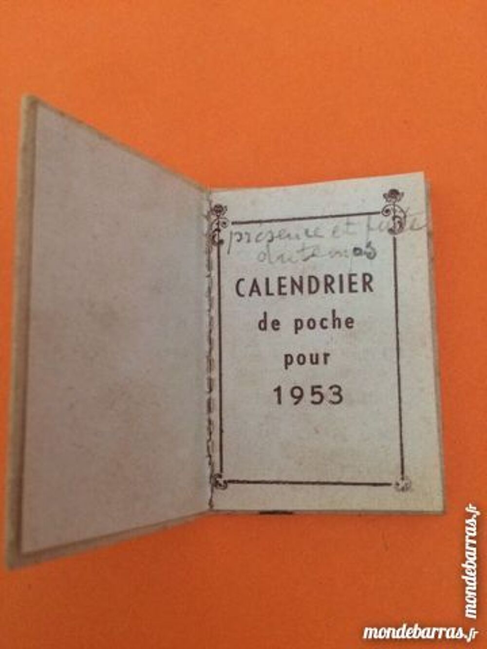 Mini calendrier de poche 1953 