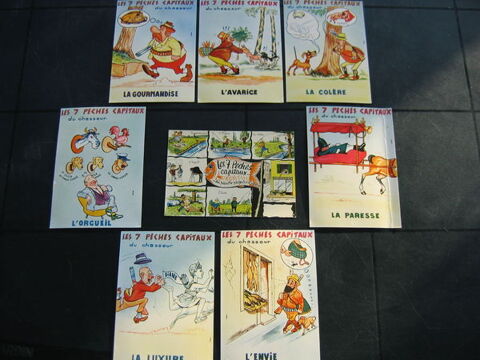 7 + 1 cartes des  7 péchés capitaux  du chasseur 15 Le Vernois (39)