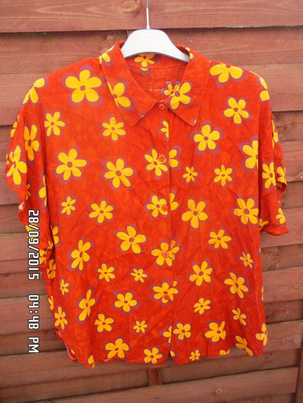CHEMISIER MARRON A FLEURS*JUSTE 3E*KIKI60230 Vêtements