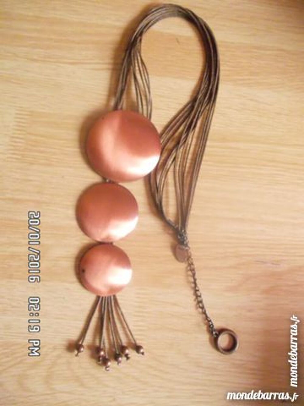 collier 3 ronds marrons m&eacute;tal*juste 2e*kiki60230 Bijoux et montres