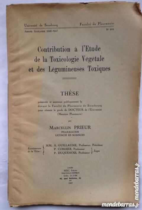contribution  l'tude de la toxicologie vgtale 15 Illkirch-Graffenstaden (67)