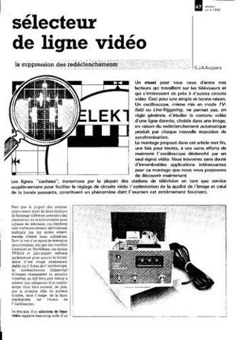Mesure, sélecteur de ligne vidéo 20 Vincennes (94)