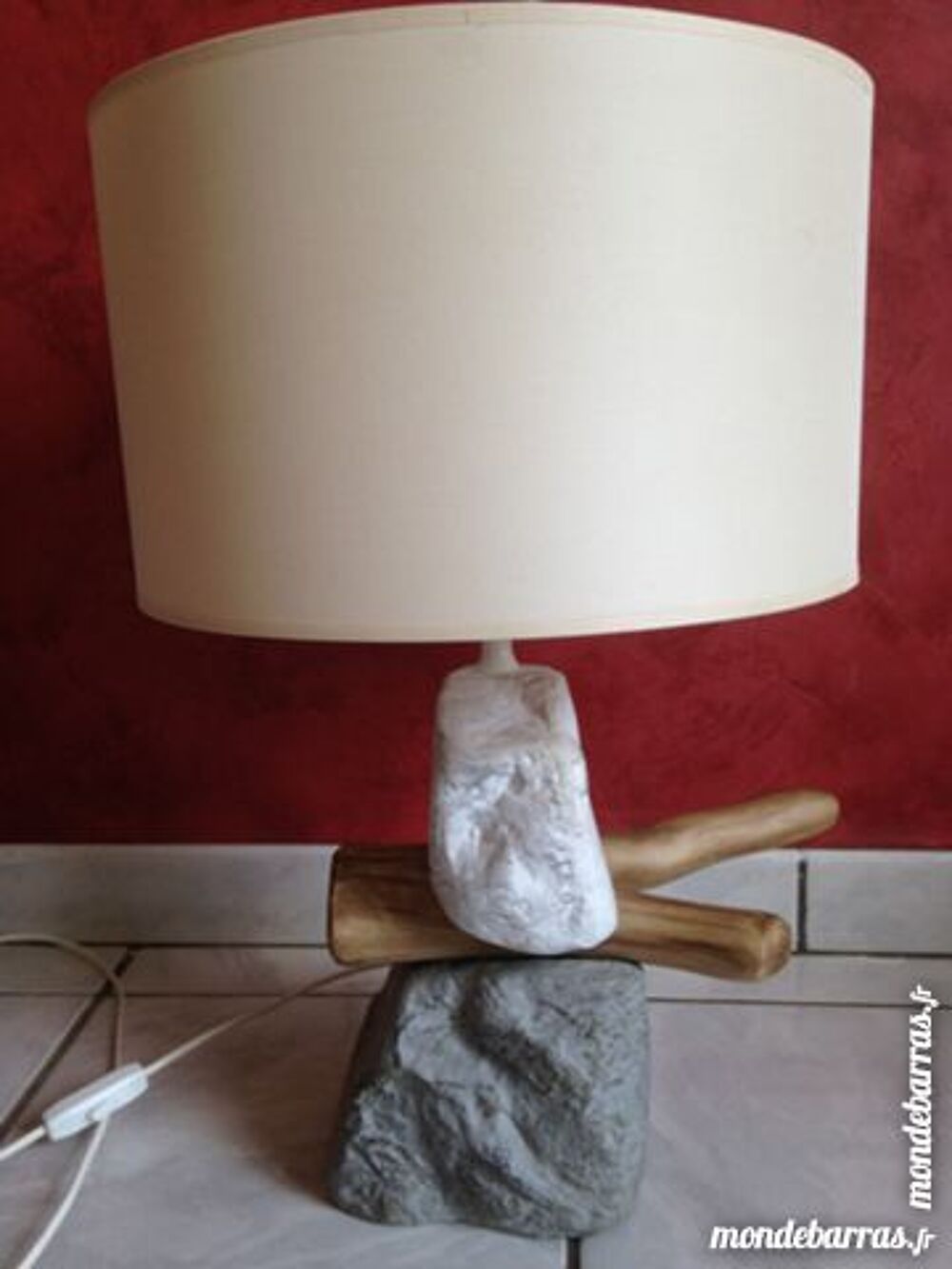Lampe deco Pierre et bois Décoration