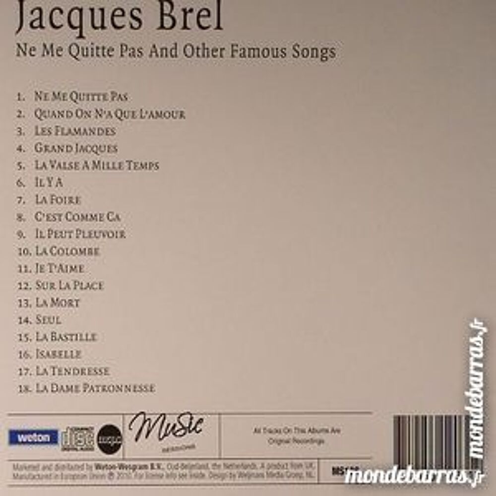 CD Jacques Brel CD et vinyles