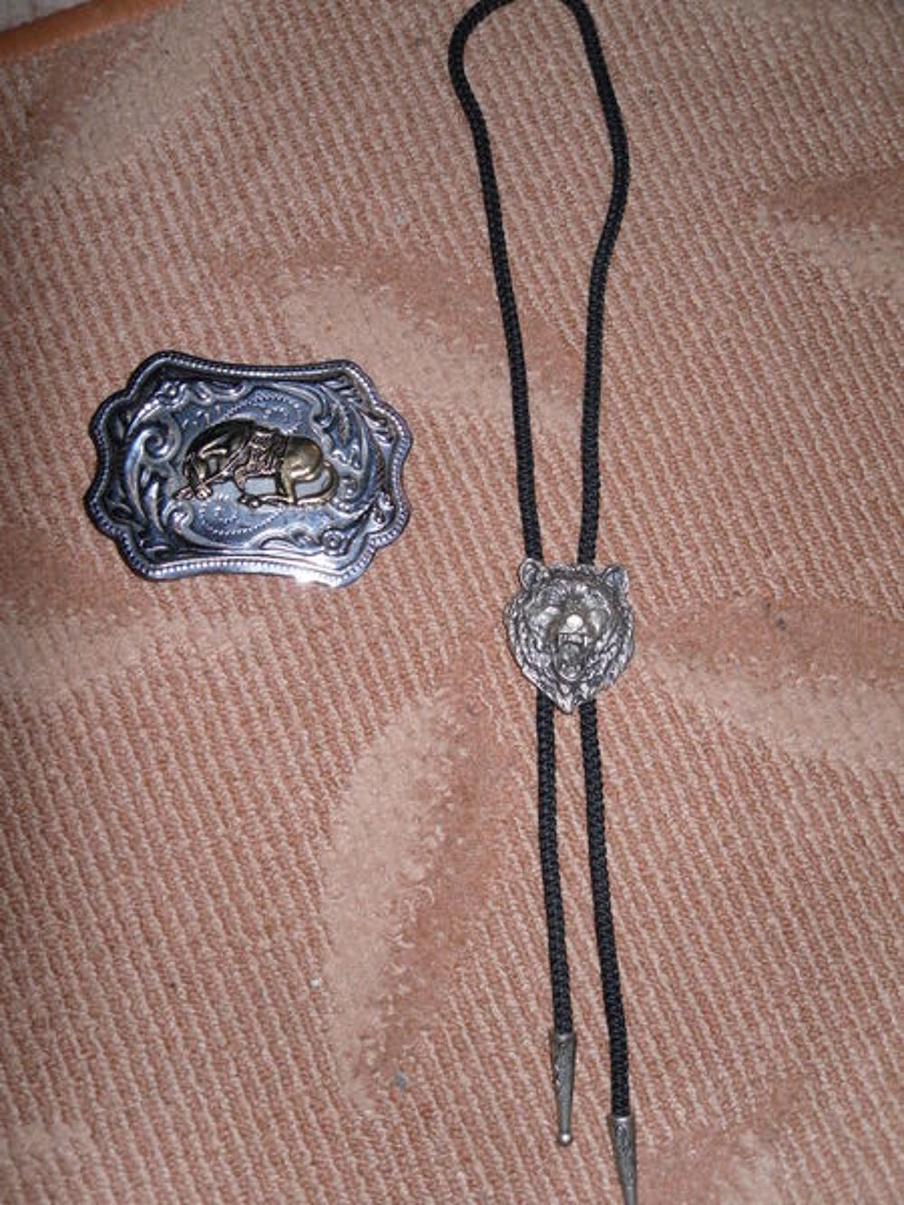 Cowboy :Boucle Ceinture Cheval &amp; Cordon Col Neuf Bijoux et montres
