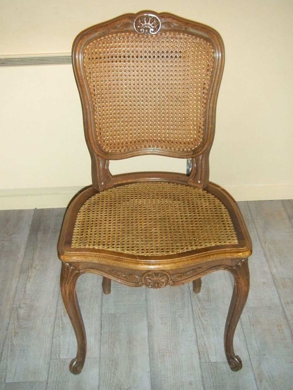 CHAISE STYLE REGENCE CHENE ,CANNEE Meubles